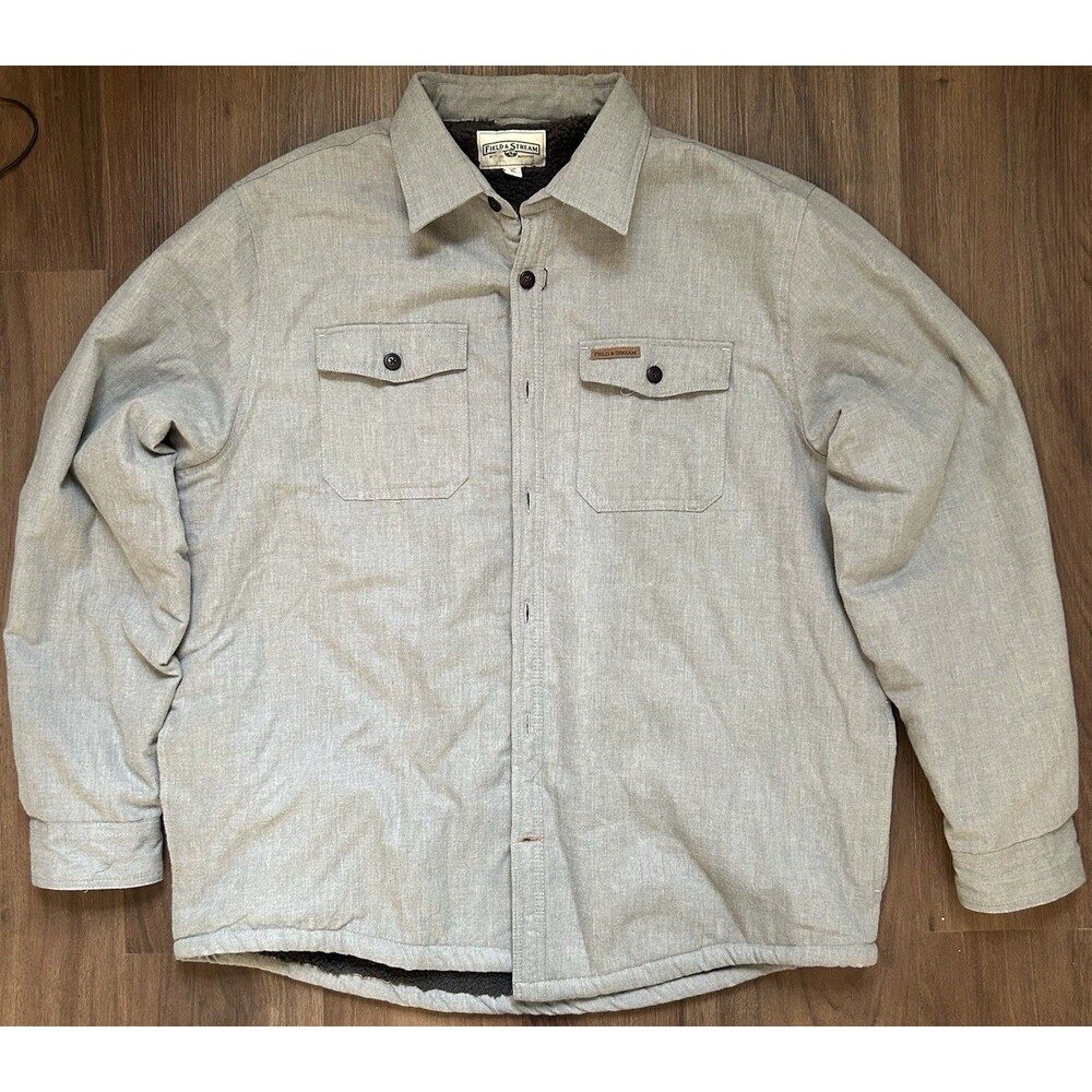 Gray FIELD & STREAM Original Outfitter Sherpa Lined Shirt Jacket XL